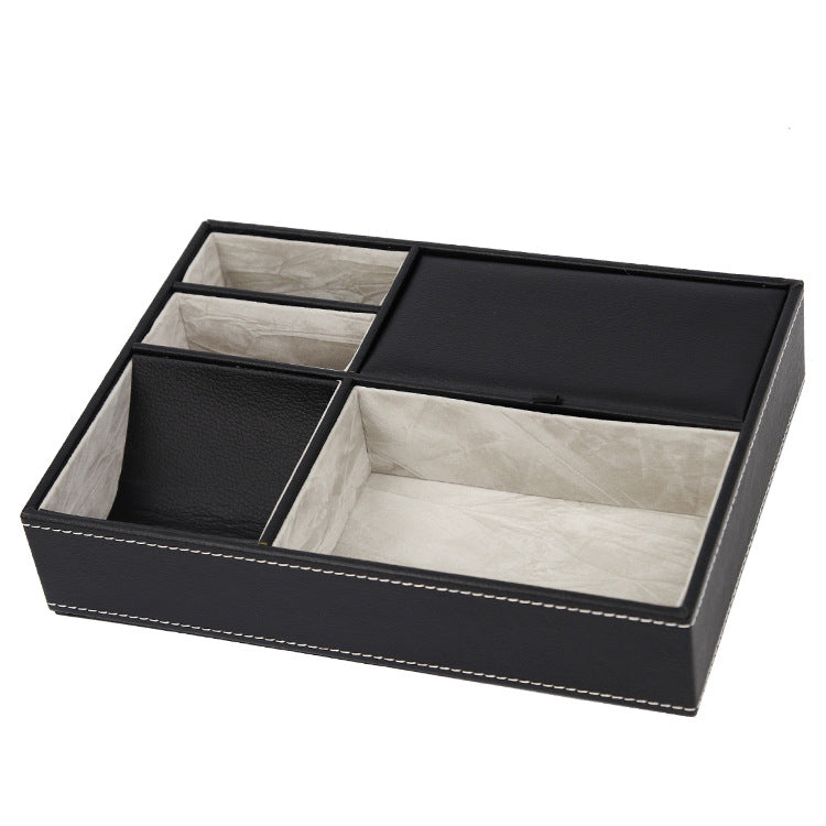 Dresser valet tray in black faux-leather finish