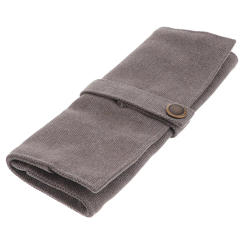 Canvas strap roll organizer for watch straps, shown open