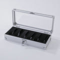 Aluminium watch case with clear viewing lid and soft cushioned slots